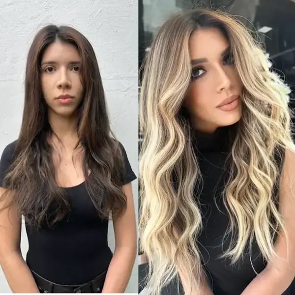 Resultado de balayage con contraste luminoso